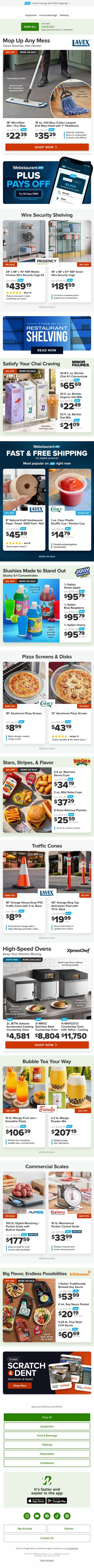 Grab your deals on everyday essentials email from WebstaurantStore screenshot