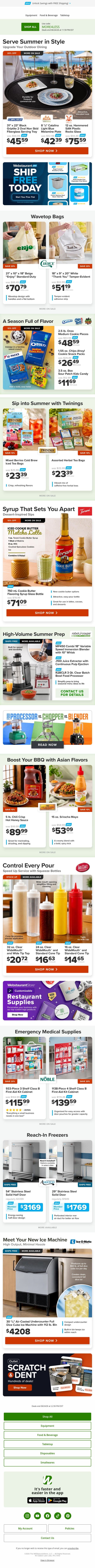 Add spending less to your day! email from WebstaurantStore screenshot