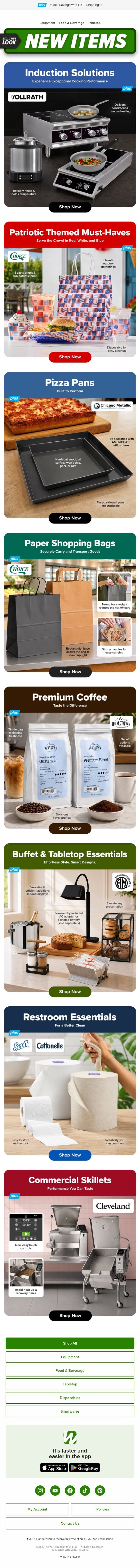Fresh Finds Just for You email from WebstaurantStore screenshot
