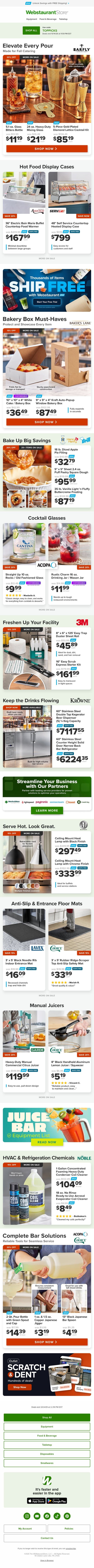 Order up! Fresh discounts just dropped. email from WebstaurantStore screenshot