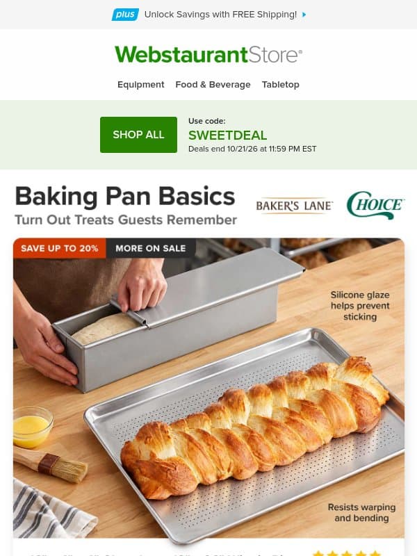 On the menu: Delectable deals email from WebstaurantStore