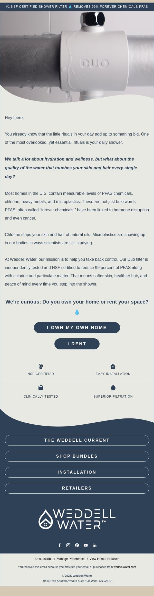What’s really in your water? email from Weddell Water screenshot