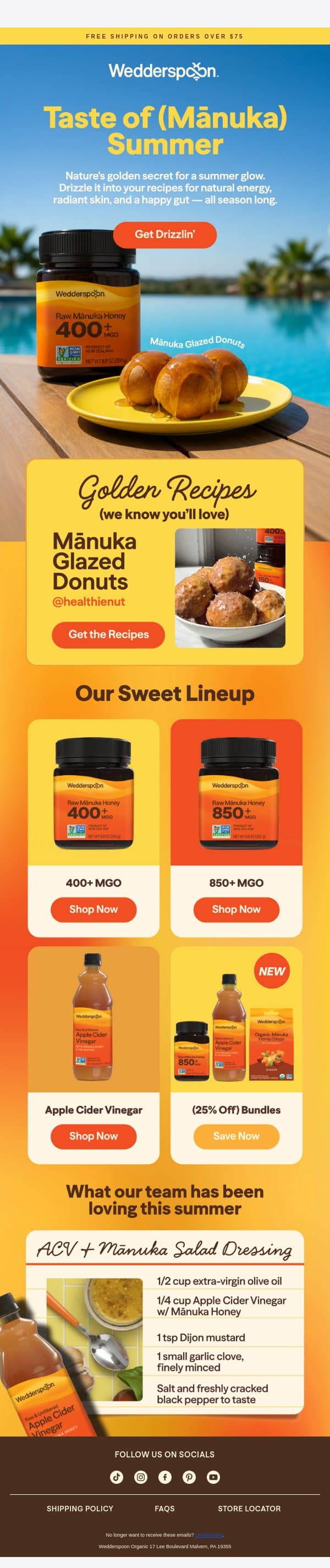 Your Summer Glow Starts Here ☀️ email from Wedderspoon screenshot