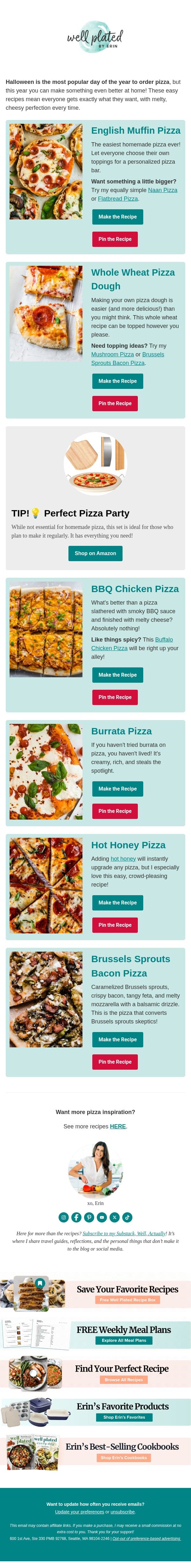 It's the #1 Pizza Night of the Year ππ email from Well Plated by Erin screenshot