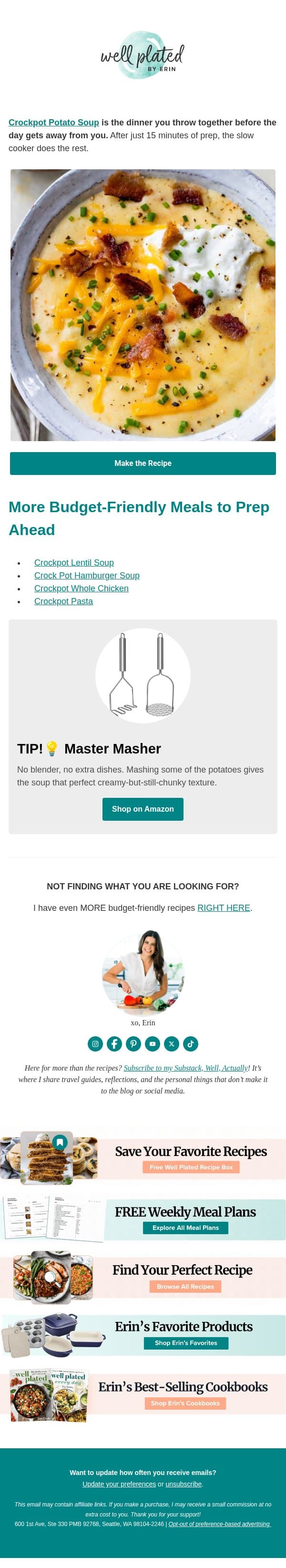 The Soup That Pays for Itself in Leftovers 🥣 email from Well Plated by Erin screenshot