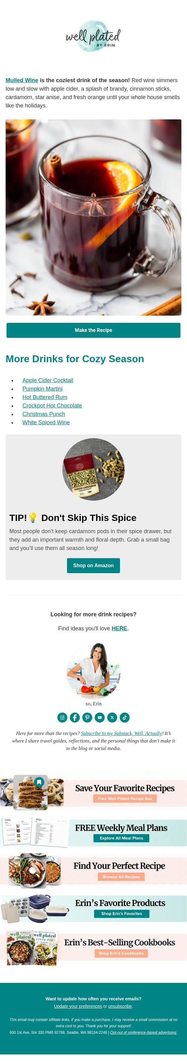 The STAR of Your Holiday Party 🍷 email from Well Plated by Erin screenshot