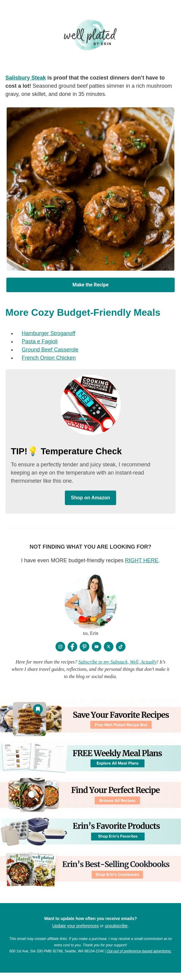 Comfort Food That Won’t Break the Bank 🥩 email from Well Plated by Erin screenshot