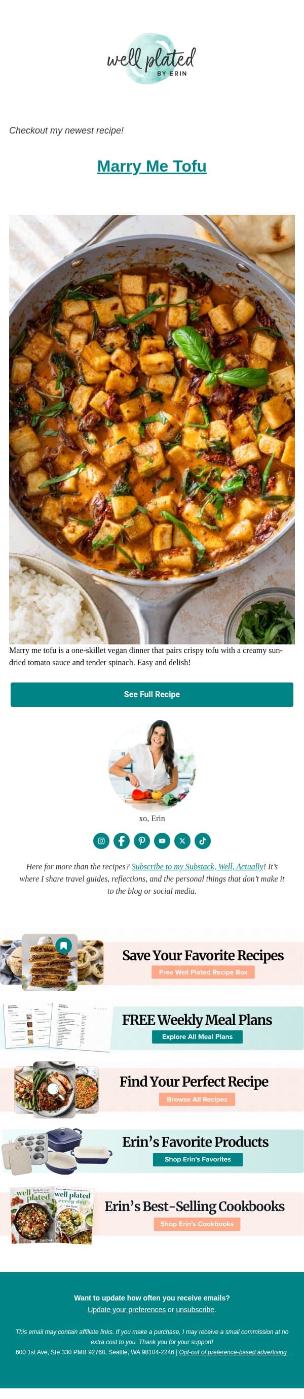 NEW 🎉 Marry Me Tofu email from Well Plated by Erin screenshot