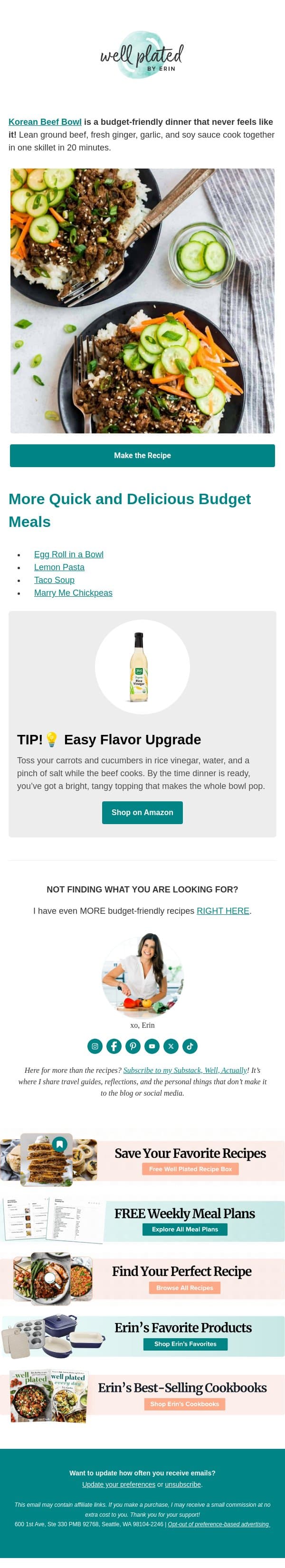 Better Than Takeout for Half the Price 🥢 email from Well Plated by Erin screenshot