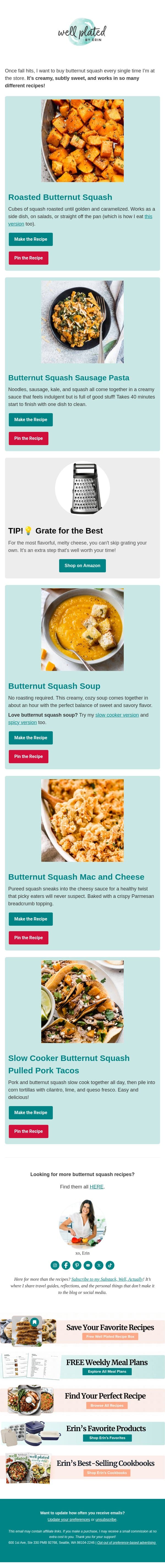 What I’m Cooking All Fall 🧡 email from Well Plated by Erin screenshot
