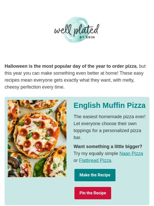 It's the #1 Pizza Night of the Year 🍕🎃 email from Well Plated by Erin