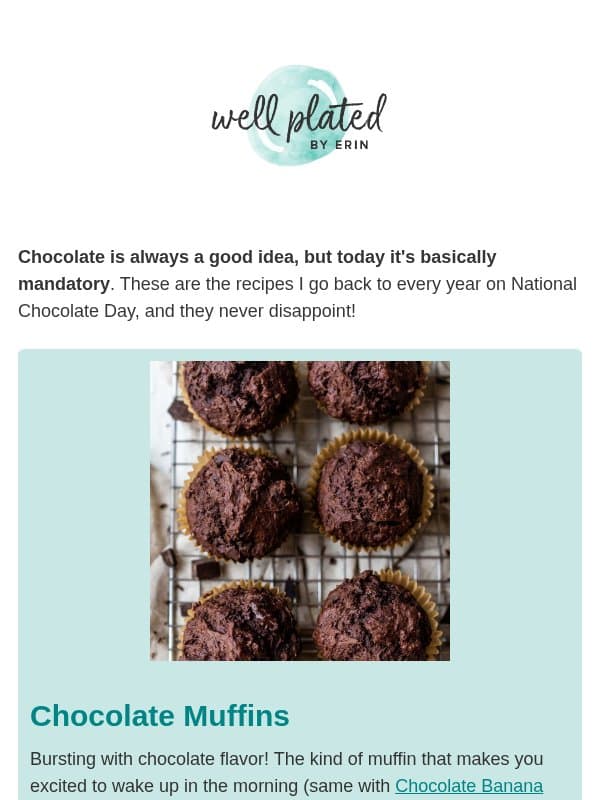 Happy National Chocolate Day 🍫 email from Well Plated by Erin