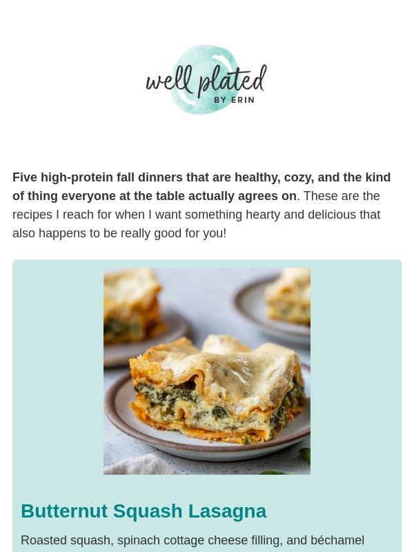 Your High-Protein Fall Dinner Rotation 🍂 email from Well Plated by Erin