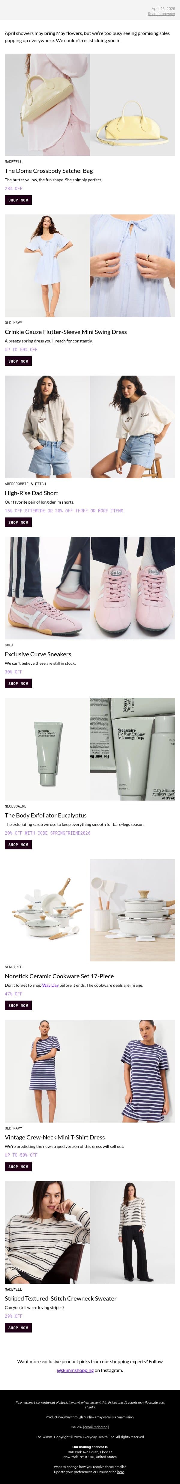 April sales are popping up at all your favorite brands email from Well+Good screenshot