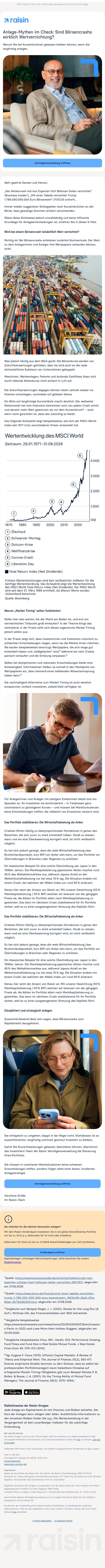 Anlage-Mythen im Check: Sind Börsencrashs wirklich Wertvernichtung? email from Weltsparen screenshot