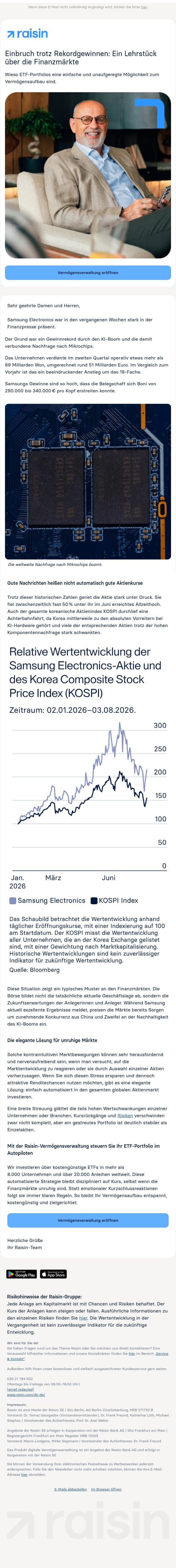 Einbruch trotz Rekordgewinnen: Ein Lehrstück über die globalen Finanzmärkte email from Weltsparen screenshot