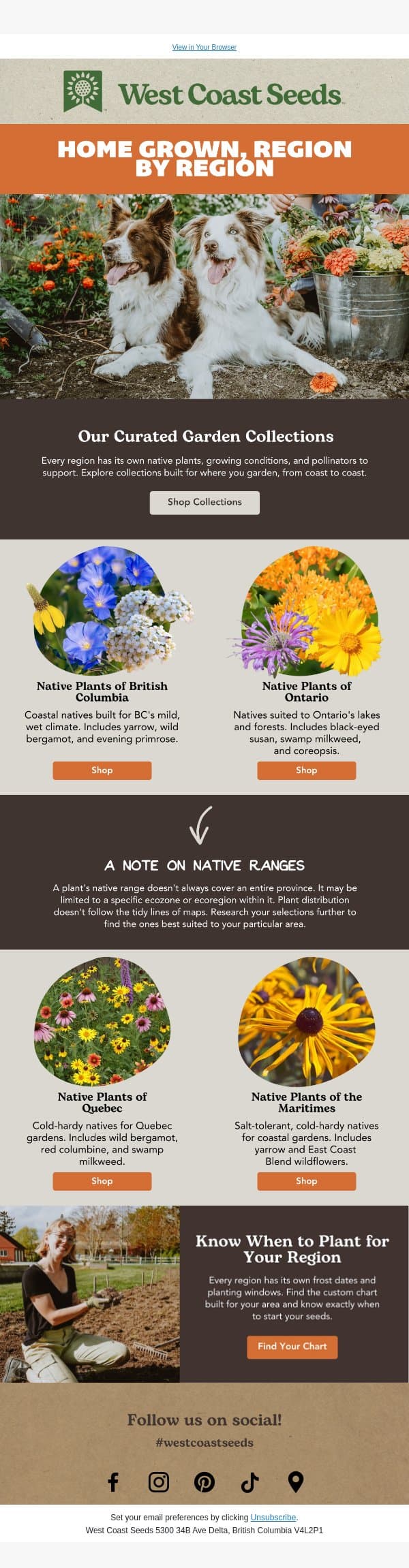 Home grown, region by region 🌼 email from West Coast Seeds screenshot