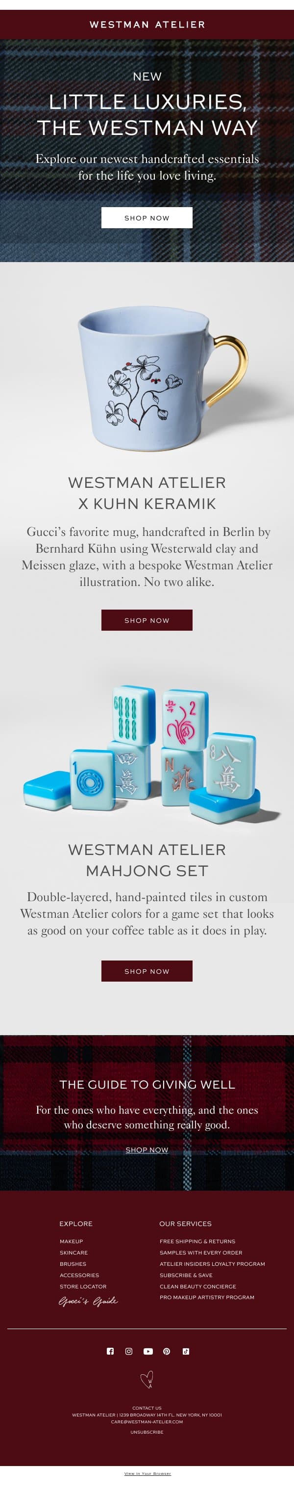 NEW: Meet our holiday lifestyle edit email from Westman Atelier screenshot