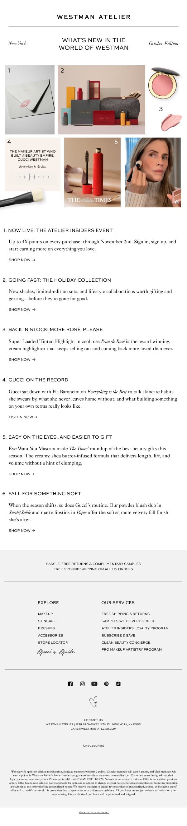 In Case You Missed It: October Edition email from Westman Atelier screenshot