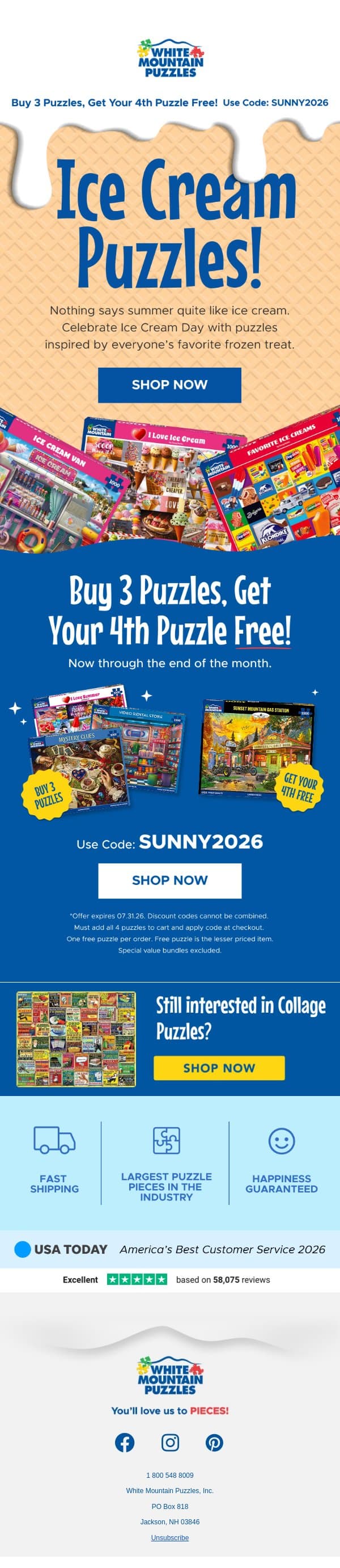 The Sweetest Puzzles of Summer 🍦 email from White Mountain Puzzles screenshot