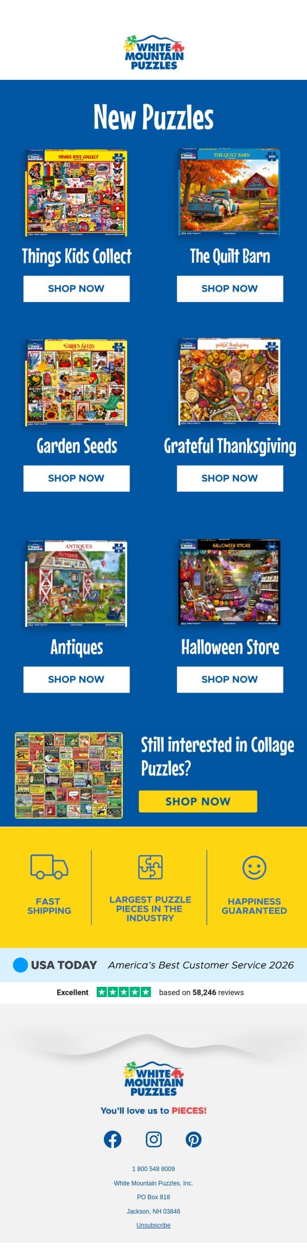 Final Week: Buy 3, Get Your 4th Puzzle Free! 💛 email from White Mountain Puzzles screenshot