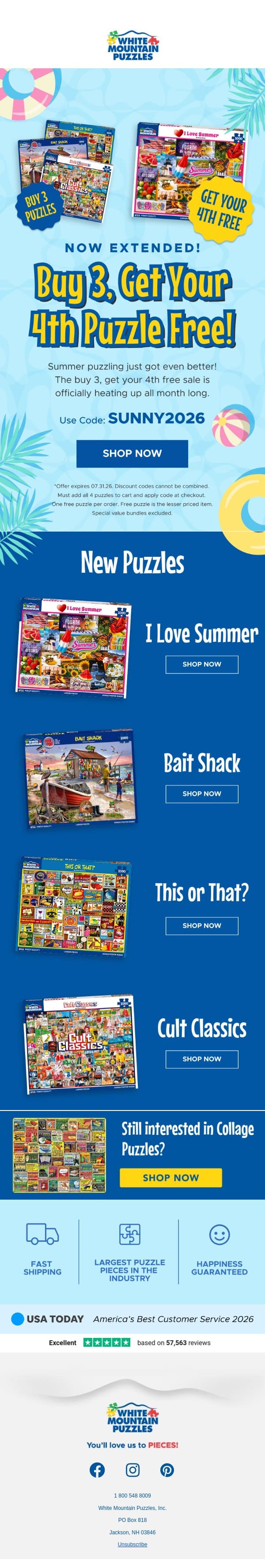EXTENDED: Your Favorite Puzzle Deal is On Through July ☀️ email from White Mountain Puzzles screenshot