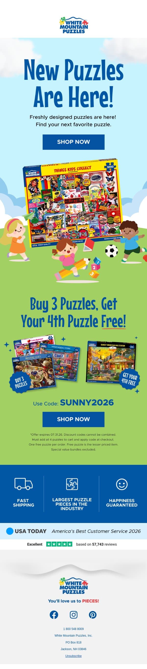New Puzzles Are Here! 💛 email from White Mountain Puzzles screenshot