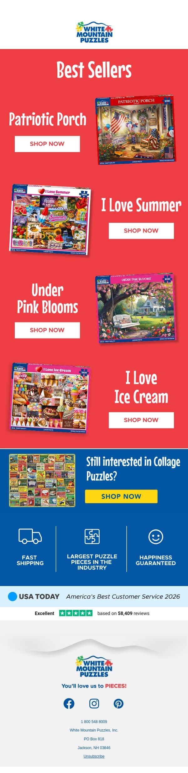 Buy 3 Puzzles, Get Your 4th FREE Ends Tonight! ⏰ email from White Mountain Puzzles screenshot
