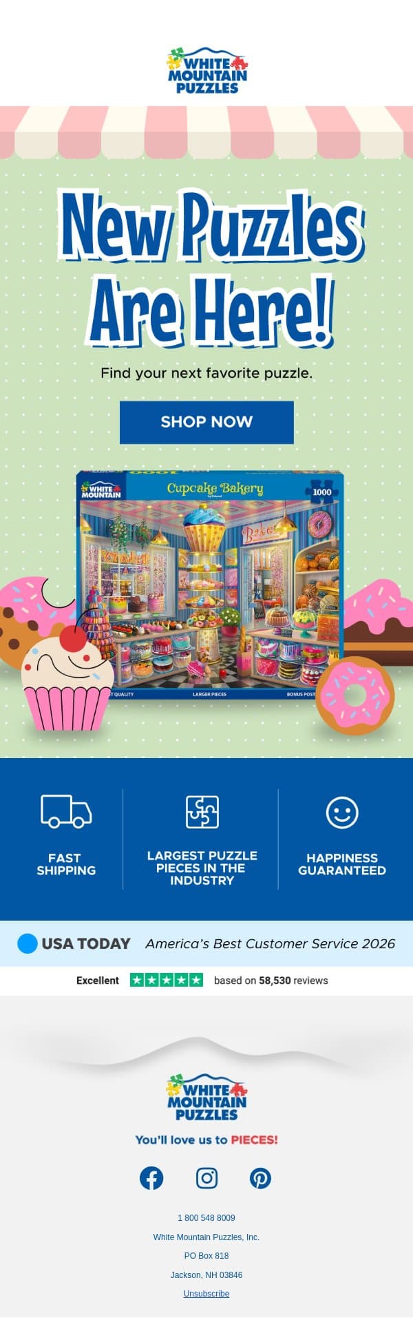 Just In: Exciting New Puzzles Await! 🧁 email from White Mountain Puzzles screenshot