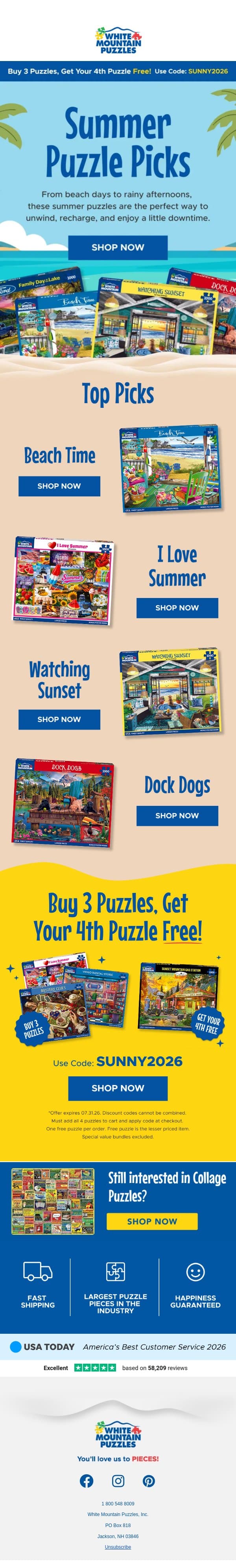 Summer Puzzles You'll Love Piecing Together ☀️ email from White Mountain Puzzles screenshot