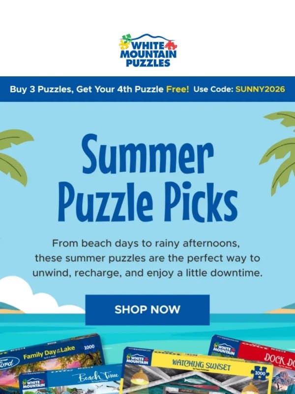 Summer Puzzles You'll Love Piecing Together ☀️ email from White Mountain Puzzles