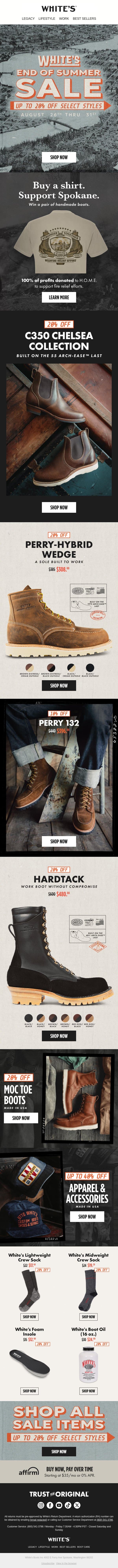 Up to 20% Off Boots. Up to 40% Off More email from White's Boots screenshot