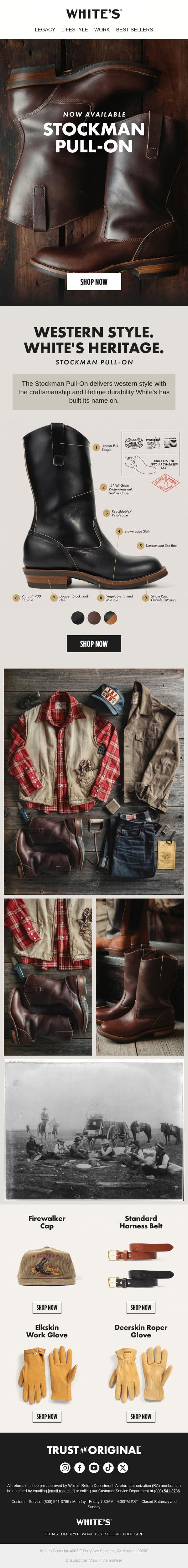 A Western-Inspired Pull-On Boot email from White's Boots screenshot