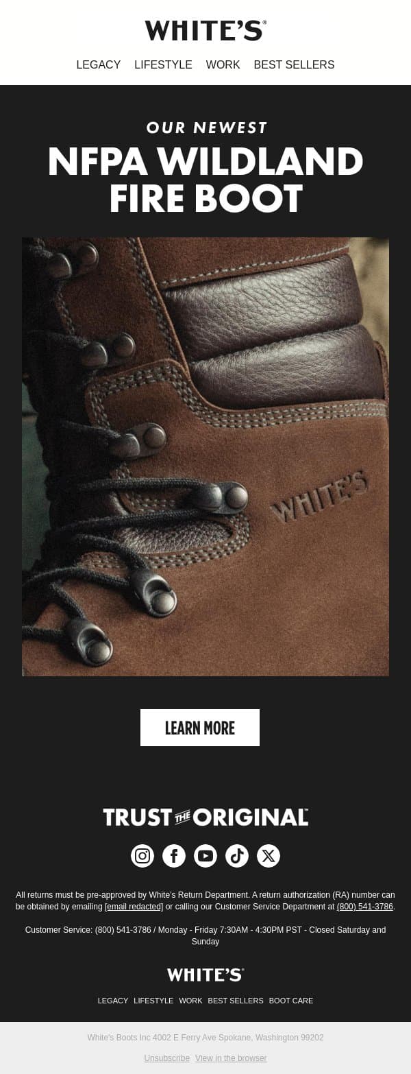 A First-Of-Its-Kind at White's Boots email from White's Boots screenshot
