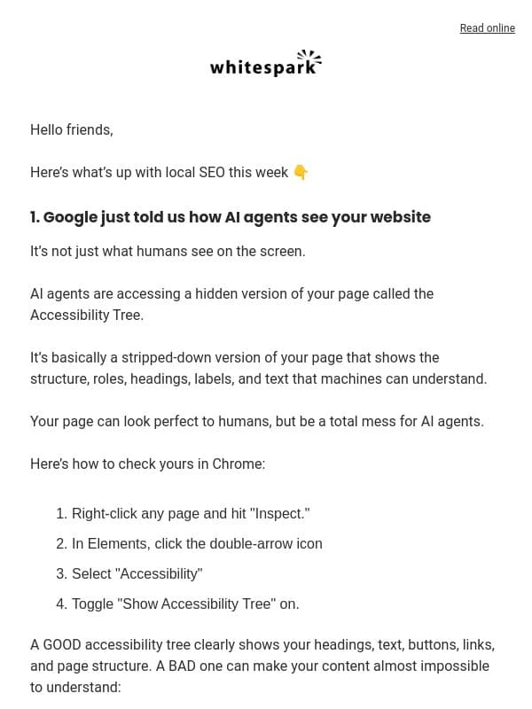 Google just told us how AI agents see your website email from Whitespark