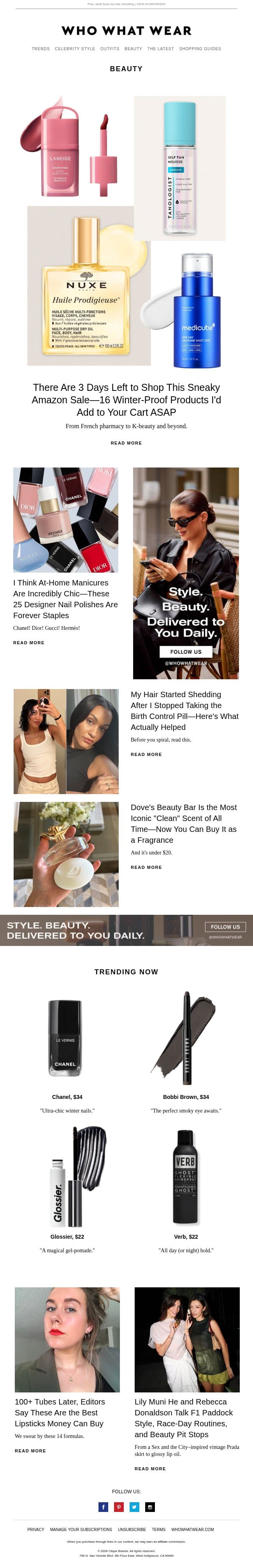 At-home manicures are incredibly chic—25 designer nail polishes that are forever staples email from Who What Wear screenshot