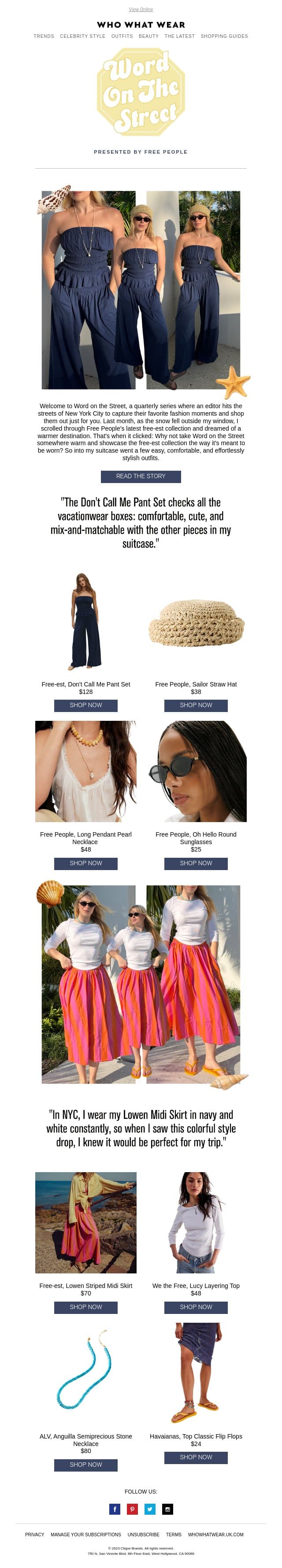These vacation outfit pieces are $150 or less email from Who What Wear screenshot