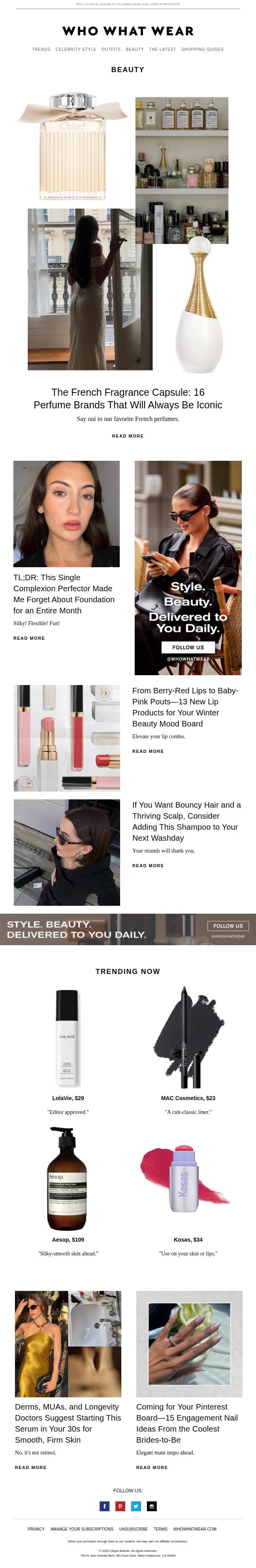 16 French perfume brands that will *always* be iconic email from Who What Wear screenshot