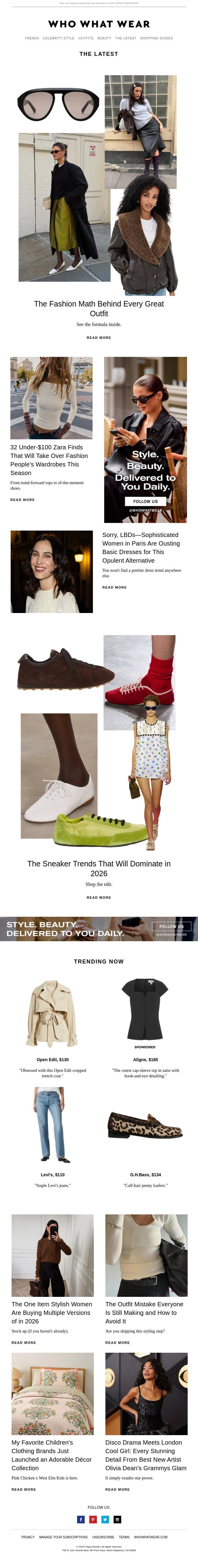 The fashion math behind every great outfit email from Who What Wear screenshot