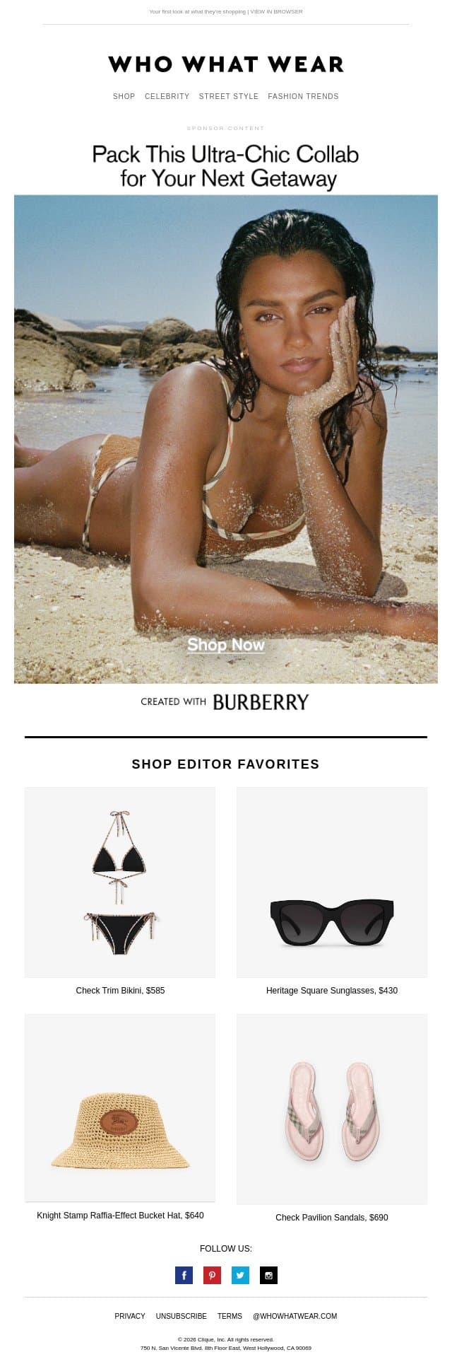 What British It girls are packing for summer vacation email from Who What Wear screenshot