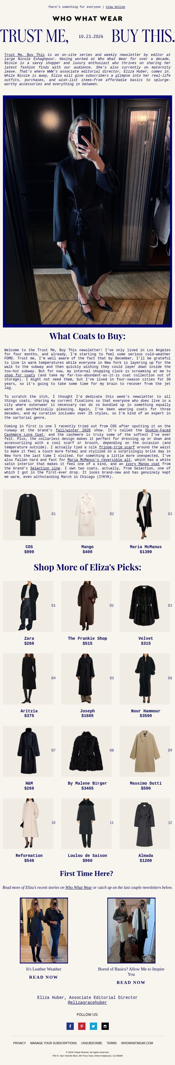 Did someone say coats? email from Who What Wear screenshot