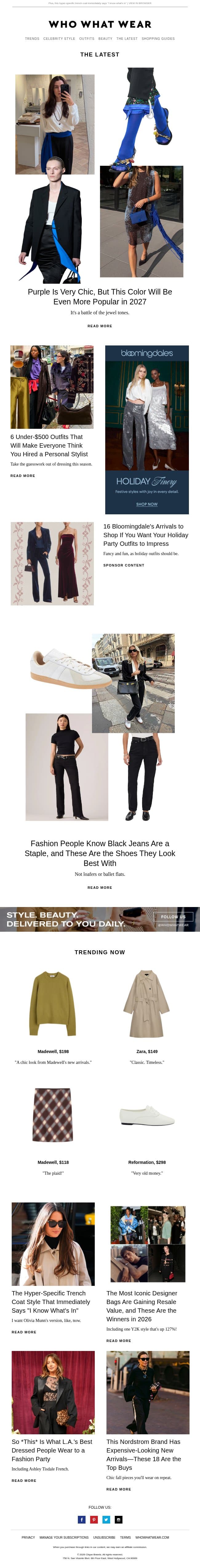 6 under-$500 outfits that will make everyone think you hired a personal stylist email from Who What Wear screenshot