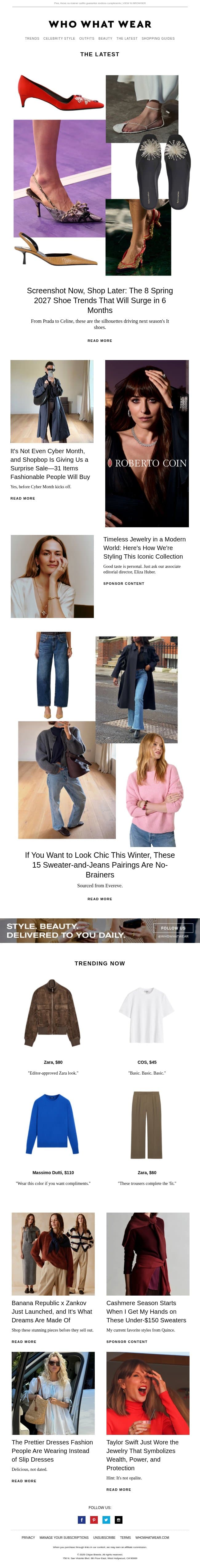 Shopbop is having a surprise sale—31 items that will sell out before Black Friday email from Who What Wear screenshot