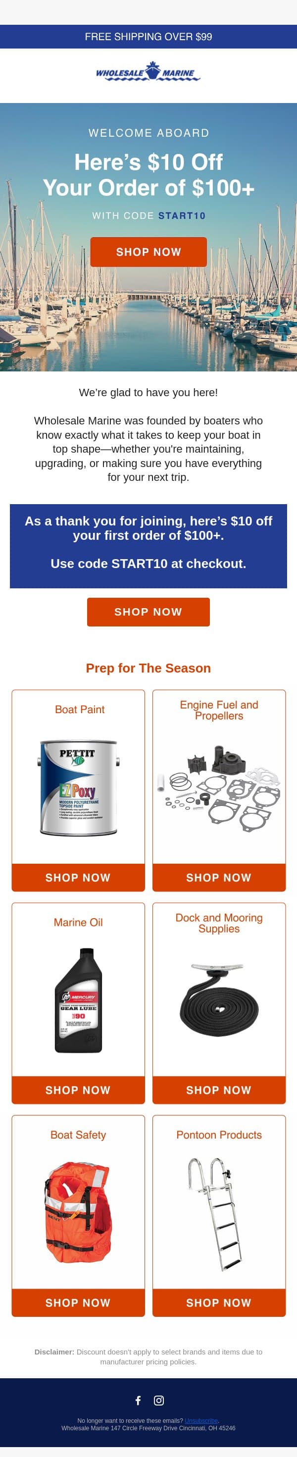 Your Exclusive $10 Off Is Inside email from Wholesale Marine screenshot