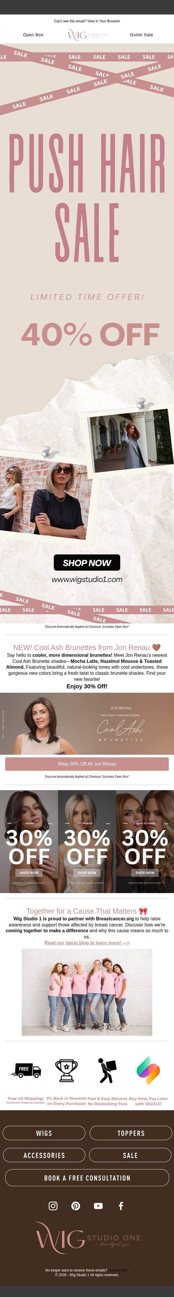 Cool Colors + Even Cooler Deals email from WigStudio1 screenshot