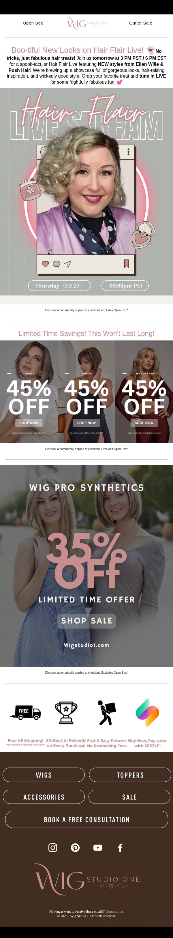 Don't Ghost Hair Flair Live + Scary Good Savings!👻 email from WigStudio1 screenshot