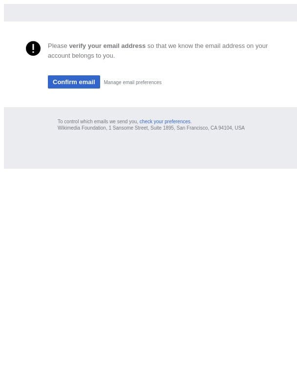 Verify your email email from Wikiversity screenshot