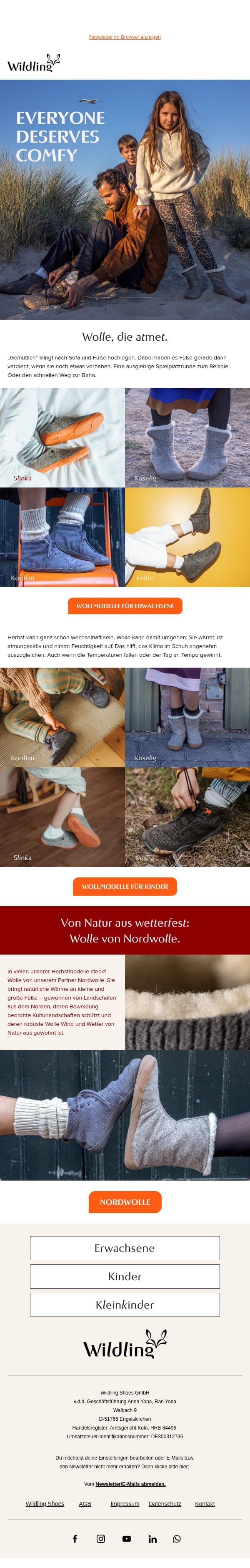 Entdeckt das Sofa-Gefühl für draußen. email from Wildling Shoes screenshot