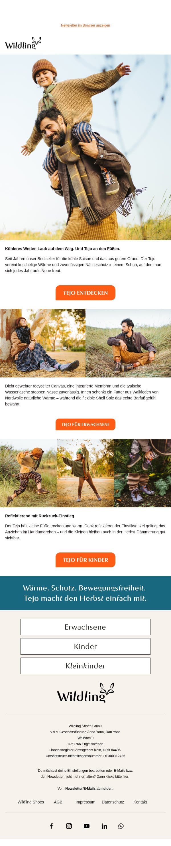Nicht ohne Grund ein Bestseller. email from Wildling Shoes screenshot