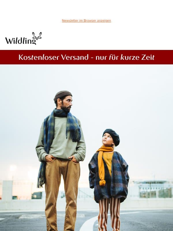 Jetzt versandkostenfrei: Eure liebsten Herbst-Essentials. email from Wildling Shoes